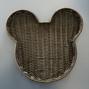 Disney Mickey Mouse Decorative Tray "Catch All" Black Wicker Style 10" Serving